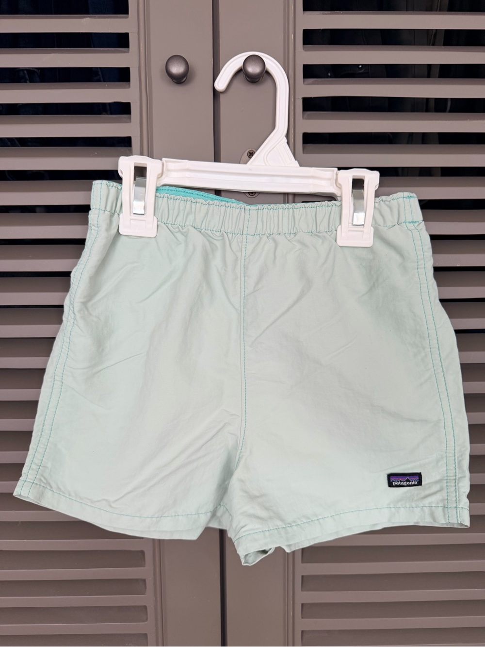 Patagonia Kids Mint Green Elastic Waist Shorts